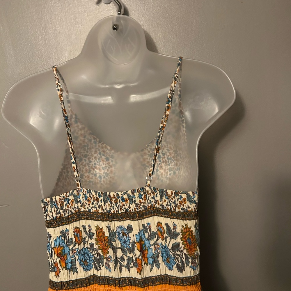 Floral print sleeveless maxi dress - beige/orange/blue 100% cotton - Picture 8 of 13